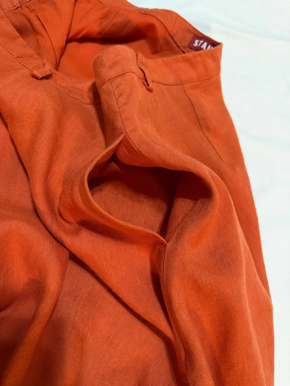 STAUD A-Line Maxi 100% Linen Skirt in Deep Orange 10 - Picture 8 of 8